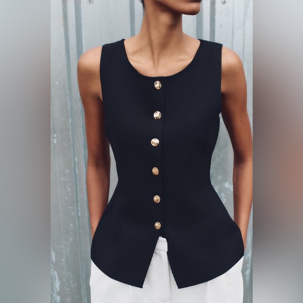 Zara Knit Gold Button vest